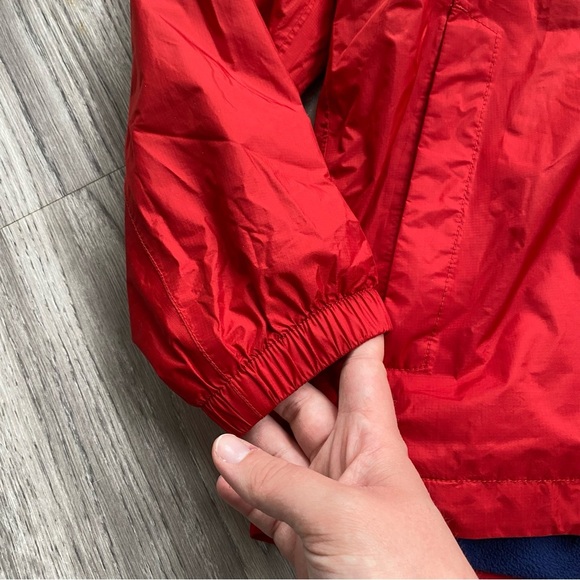 L.L. Bean Kids' Trail Model Rain Jacket Lined Colorblock Red Navy Size Large - Picture 5 of 13